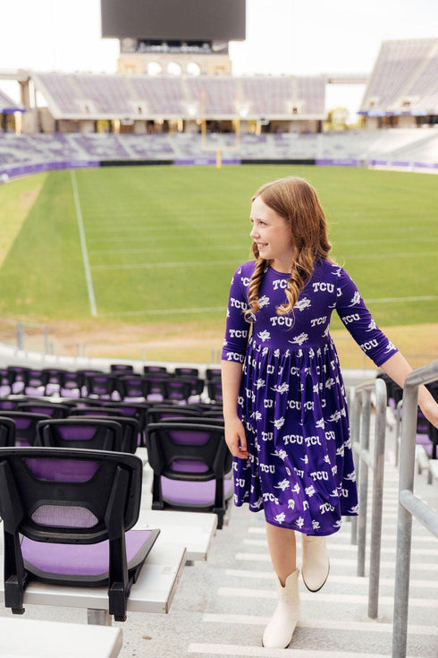 tcu-purple-frog-3-4-sleeve-pocket-twirl-dress Mila & Rose - Sophia's Style-8